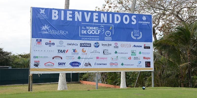 Cartel de bienvenida del torneo de golf Villa Rica Veracruz